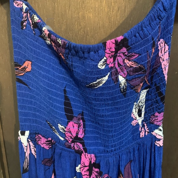 Blue & Flowered Maxi Dress- Small - Picture 3 of 7